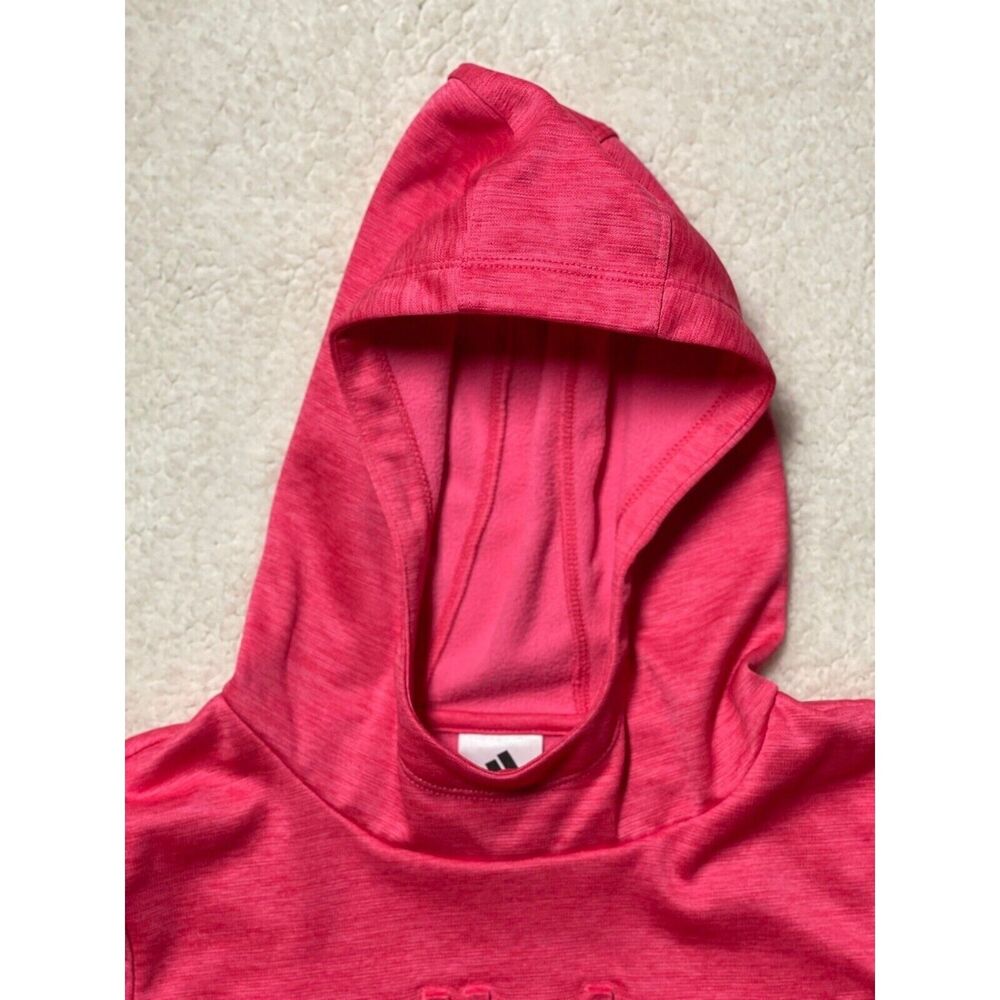 Adidas Youth Girl's Size Large 14 Hoodie 3D Lettering Logo Pinkish Pullover LS - Picture 5 of 9